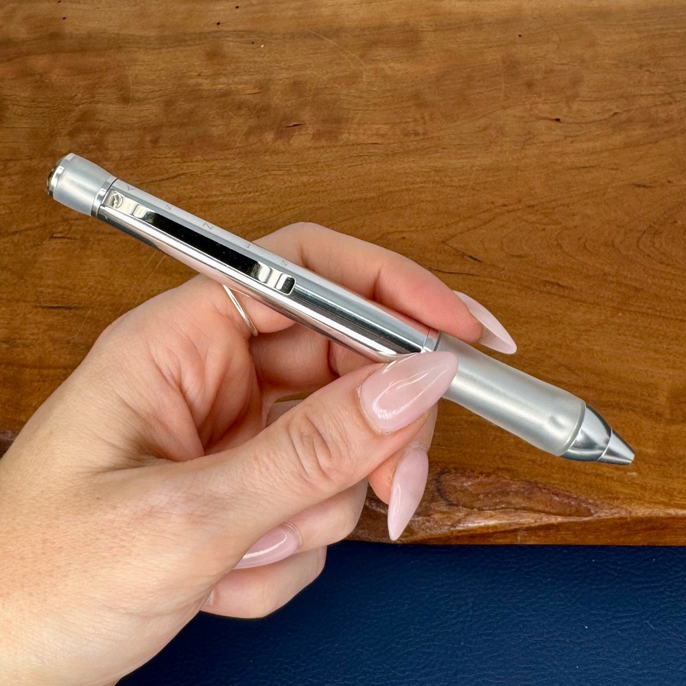 Sensa Zephyr Crystal Silver Ballpoint Pen with Plasmium Gel Grip Chrome + Ink - Picture 5 of 9